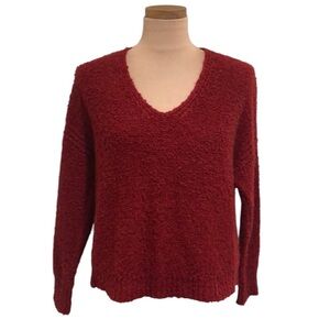Anthropologie Sanctuary Sweater Size XS Cranberry Red Fuzzy Pullover